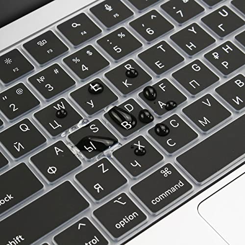 ProElife Russian Keyboard Cover for MacBook Air 13/15'' & Pro 14/16'' M5 M4 | U.S. Layout, Non-interference Design for ID Key, Dust-Proof, Silicone Protective Skin, Precision-Molded, Washable & Reusable