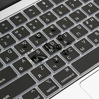 ProElife Russian Keyboard Cover for MacBook Air 13/15'' & Pro 14/16'' M5 M4 | U.S. Layout, Non-interference Design for ID Key, Dust-Proof, Silicone Protective Skin, Precision-Molded, Washable & Reusable
