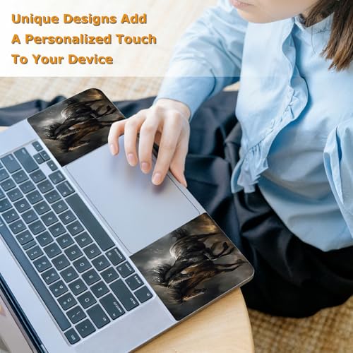 Universal Laptop Skin Sticker with 2 Wrist Pad Decals, 3-Piece Removable Vinyl Laptop Cover, Black Horse Waterproof Anti-Scratch, Easy-Trim Fit for 13.3" 14" 15.6" Laptops - color: Black Horse