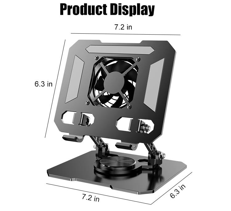 360° Rotating Desk Stand Holder with USB Cooler for iPad/Tablets | Carbon Steel Frame, Dual Rod Mount Support for iPad Pro 13 12 11 Air Mini 5 4 3 Samsung Tab E-Reader - color: Silver with built-in cooler