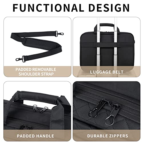 KROSER Laptop Bag 15.6 Inch Briefcase Shoulder Bag Water Repellent Laptop Bag Bussiness Carrying Handbag | Built-in luggage strap & TSA friendly, multi compartments, suitable for business, office, travel, men and women - color: Qulited Black