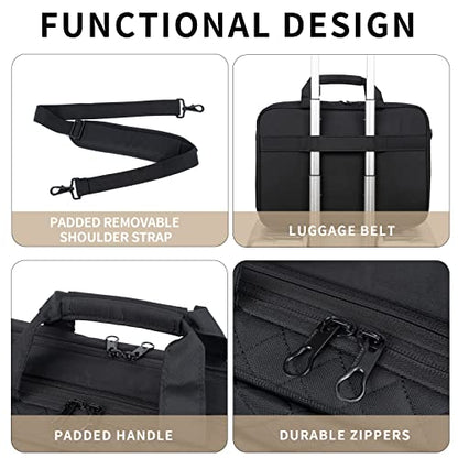 KROSER Laptop Bag 15.6 Inch Briefcase Shoulder Bag Water Repellent Laptop Bag Bussiness Carrying Handbag | Built-in luggage strap & TSA friendly, multi compartments, suitable for business, office, travel, men and women - color: Qulited Black