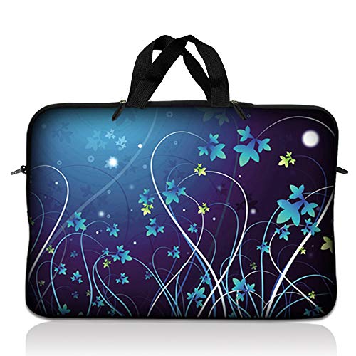 LSS 10.2 inch Laptop Sleeve Bag Compatible with Acer, Asus, HP, Sony, and More | Carrying Case Pouch w/Handle, Blue Swirl Mid Summer Night Floral - color: Blue Swirl Mid Summer Night Floral, size: 8 in -10.2 in