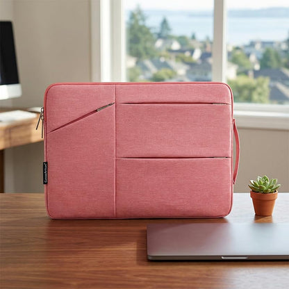 Laptop Case, Water-Resistant Laptop Sleeve Case with Pocket for MateBook, Briefcase Carrying Laptop Cover for 13"-14" - color: Pink