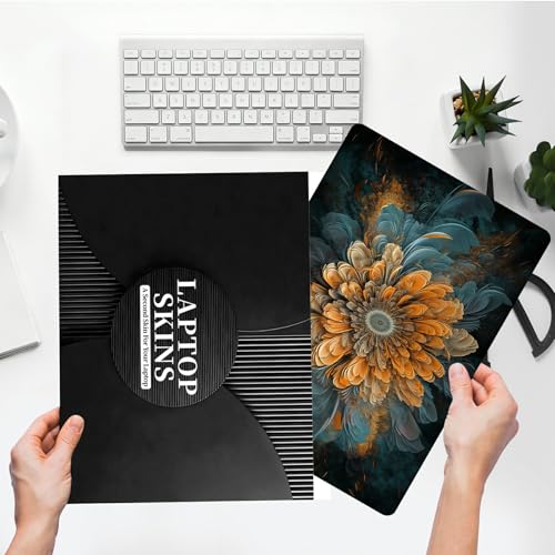 Universal Laptop Skin Sticker with 2 Wrist Pad Skins, Waterproof Scratch Resistant Vinyl Laptop Cover Decal, Cut to Fit for 11–15.6 Inch MacBook HP Dell Lenovo, Fractal Flowers - color: Fractal Flowers