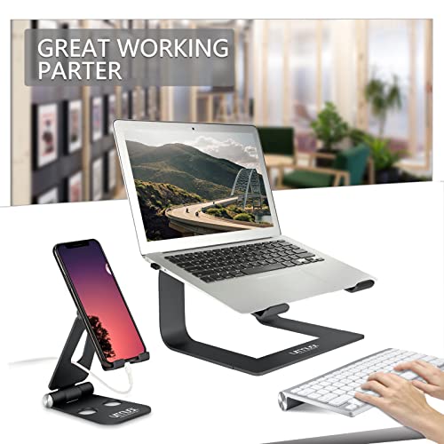 Urmust Laptop Stand for Desk - Ergonomic Computer Stand Riser Holder for MacBook Air Pro, Dell, HP, Lenovo, Samsung, Alienware Laptops 11-15.6" (Black, Up to 15.6" Laptop) - color: D-Black