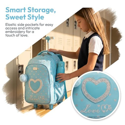 School Bags Kids Rolling Backpack for Girls Kids Luggage Suitcase With Wheels - color: Blue23-3-6