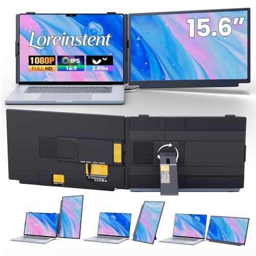 15.6" Laptop Screen Extender, FHD 1080 IPS Detachable Dual Screen Monitor fit for13-17.3" Laptop, One Cable Portable Plug & Play Travel Monitor Compatible with Windows/Mac/Android/Chrome