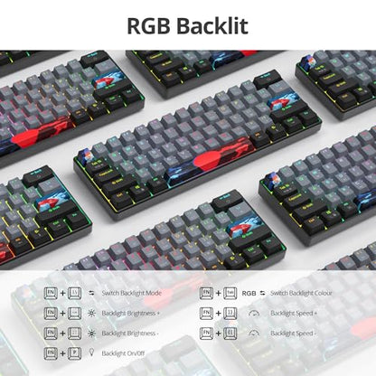 60% Mechanical Keyboard Black and Grey, Compact Gaming RGB Backlit, 61 Keys Mini, USB Wired for Windows Mac Laptop PC (61 Dolch/Red Switches) - color: 61 Dolch/Red Switch