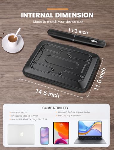 DOMISO 13.3 inch Laptop Sleeve with Handle Shockproof Computer Bag Waterproof EVA Protective Carrying Case for 13-13.3 inch Notebooks/13 MacBook Air/MacBook Pro Retina/Dell XPS 13/Samsung/HP, Black - color: Black, size: 13.3 inch