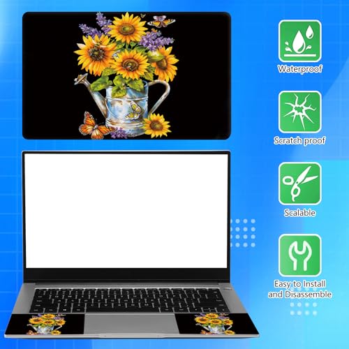 Universal Laptop Skin Sticker Decal for 11.6”12" 13" 13.3" 14" 15" 15.4" 15.6" Reusable Waterproof Scratch-Scratch Resistant Protective Vinyl Laptop Notebook Skin Stickers - Sunflower & Butterfly - color: Sunflower & Butterfly
