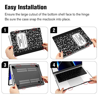 Fintie Hard Shell Case for MacBook Pro 14 Inch, Composition Book | A3434 A3112 A3185 A3401 A2992 A2918 A2779 A2442 A3426 A3427, 2021-2026, M5/M4/M3/M2/M1 - color: Composition Book, size: Pro 14 Inch