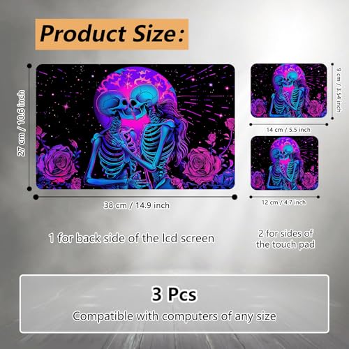 Laptop Skin Sticker for 12.1”-15.6“ Laptops (Fits 13”, 13.3”, 14”, 15”, 15.4”) | Protective Universal Reusable Vinyl Art Decal Cover | Waterproof & Scratch-Resistant-Skeletons in Love Purple - color: Skeletons in Love Purple