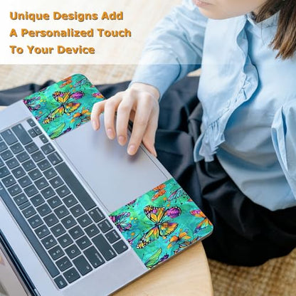 Universal Laptop Skin Sticker with 2 Wrist Pad Decals, 3-Piece Removable Vinyl Laptop Cover, Colorful Art Butterfly Waterproof Anti-Scratch, Easy-Trim Fit for 13.3" 14" 15.6" Laptops - color: Colorful Art Butterfly