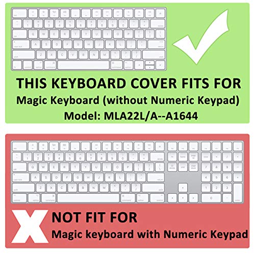 ProElife Ultra Thin Silicone Keyboard Protector Cover Skin for Apple Magic Keyboard & Magic Keyboard 2 (U.S Version, Model: MLA22L/A-A1644, Without Numeric Keypad) (Transparent) - color: Transparent