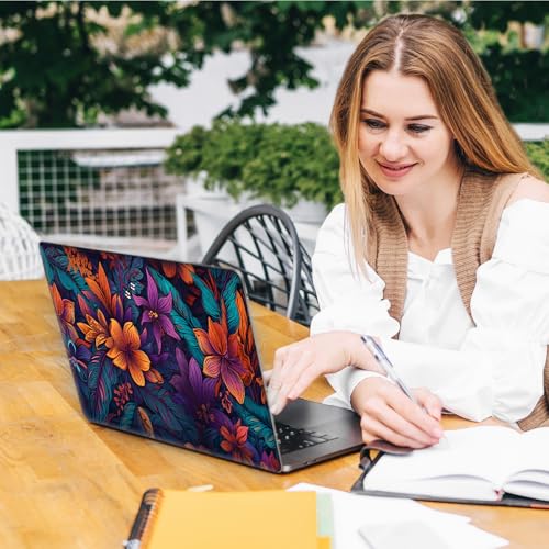 Laptop Skin Sticker Decal, Universal Reusable Vinyl Laptop Cover for 12" 13" 13.3" 14" 15" 15.4" 15.6" Notebook PC, Waterproof Scratch-Resistant with 2 Wrist Pads, Easy to Apply & Remove,Flowers Art - color: Flowers Art
