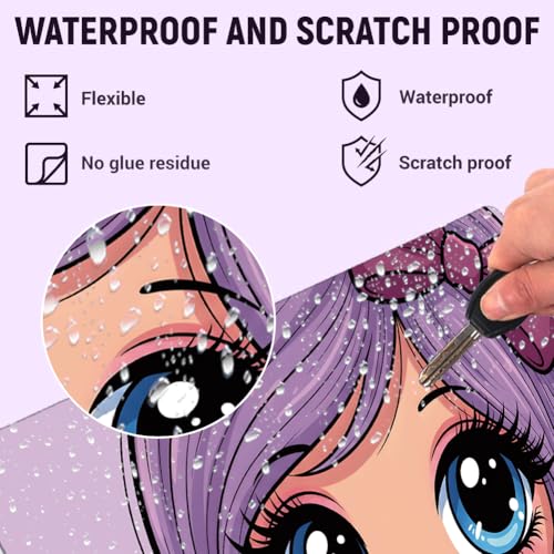 Cartoon Pricess PVC Sticker for Laptop Purple Lady Notebook Skin Sticker 3Pcs Laptop Cover Decals for 12.1 13 13.3 13.6 14 15 15.3 16 Inch Computer Notebook PC Waterproof OilProof - style: cartoon girl