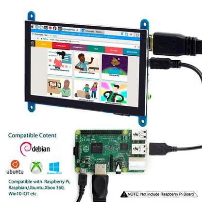 ELECROW 5 Inch Touch Screen Monitor for Raspberry Pi 800×480 LCD Display | Touchscreen Compatible with Raspberry Pi 5/4/3B+/3B, BB Black, Banana Pi, Jetson Nano, Windows, PC