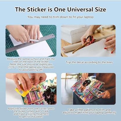 Universal Laptop Skin Sticker with 2 Wrist Pad Skins, Waterproof Scratch Resistant Vinyl Laptop Cover Decal, Cut to Fit for 11–15.6 Inch MacBook HP Dell Lenovo, Library Girl - color: Library Girl