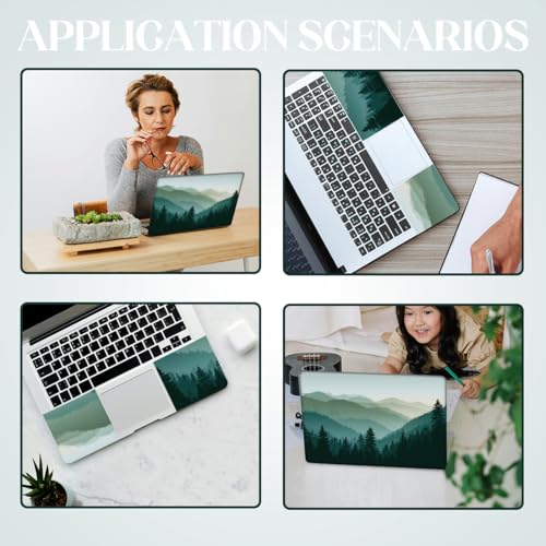 SUPERDANT Laptop Notebook Skin Sticker Cover Decal Mountain Forest Laptop Protector Notebook PC Computer Art Protector Universal Notebooks Art Decal Fits 12 13 13.3 14 15 15.4 15.6 inch Cyan Green
