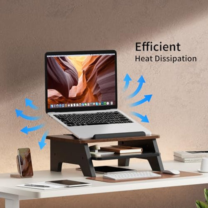 AFOOYO 2-Tier Laptop Stand,Adjustable Riser,Desk Organizer Accessories Ventilated Cooling Ergonomic Computer Holder 10-15.6" Notebook,Desktop Storage Compatible with MacBook,Dell,HP,Lenovo - size: Short