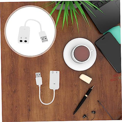 Mikikit 2pcs USB External Sound Card Adapter Practical Audio Converter for Laptop Desktop No Driver Needed Supports Headphones Microphones High Noise Reduction Compact Design