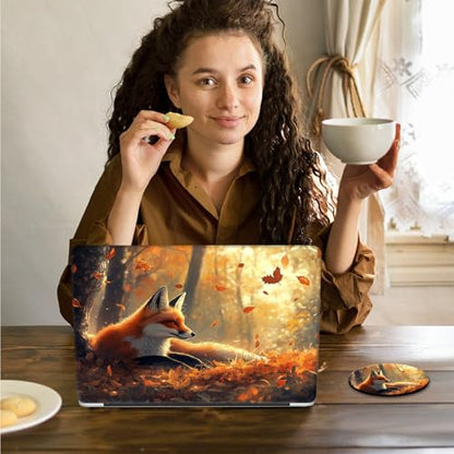 Laptop Skin Sticker Decal 15.6 Inch,12 13 13.3 14 15 15.6 in Laptop Netbook Skins for Notebook,Art Decal Removable Waterproof Scratch Resistant,Universal Vinyl Cover,Cute Fox Forest - color: Cute Fox Forest
