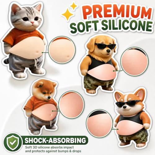 8 Pack Cute Puppy Silicone Squishy Stickers, 3D Self Adhesive Anti-Collision Bumper Pads, Soft Decorative Protector Pads for Laptop, Phone, Notebook, Water Bottle, Car