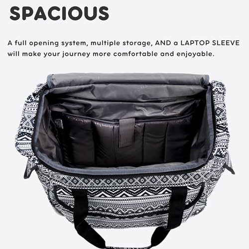 J World Donna Rolling Tote Bag on Wheels for Women. Roller Laptop Briefcase. Overnight Weekender Teachers Work, Tribal - color: Tribal