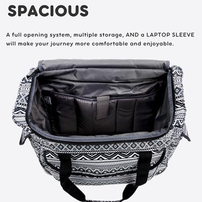 J World Donna Rolling Tote Bag on Wheels for Women. Roller Laptop Briefcase. Overnight Weekender Teachers Work, Tribal - color: Tribal