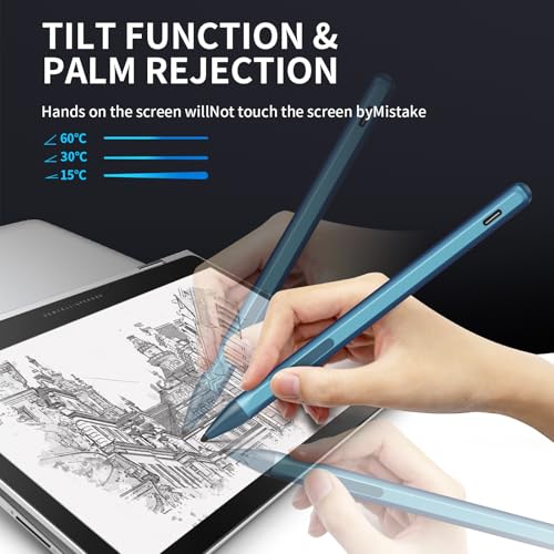 Stylus Pen for ASUS Transformer/Mini/ASUS Zenbook Flip/Pro/ASUS Vivobook Flip/Pro/Duo/ASUS Notebook, Rechargeable MPP 2.0 Tilt Active Pen with 4096 Pressure Sensitivity, Tpye-c Charge, Blue - color: Blue