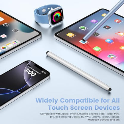 Stylus Pen for Touchscreen, 2-in-1 Magnetic Universal Stylists | High Sensitivity & Precision, Metal Barrel,Compatible with iPad,iPhone,Android Microsoft Surface Nintendo Switch Touchscreen - color: Silver/Blue