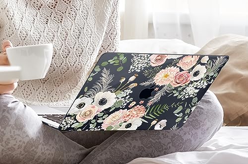 DONGKE Compatible with MacBook Air 13 inch Case 2021 2020 2019 2018 Release A2337 M1 A2179 A1932 with Retina Display Touch ID, Plastic Hard Shell & Keyboard Cover - Dried Flowers - color: Dried Flowers D005