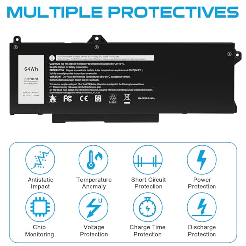 Futurebatt 64Wh GRT01 Battery Replacement for Dell Latitude 14 5421 5431 15 5521 5531 Precision 3470 3561 3571 Alienware m17 R5 AMD Series R05P0 00P3TJ 0P3TJ VXD57 05RGW 9JRV0 0R05P0 - size: GRT01 11.38 4.53 0.71