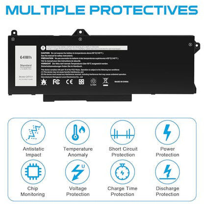 Futurebatt 64Wh GRT01 Battery Replacement for Dell Latitude 14 5421 5431 15 5521 5531 Precision 3470 3561 3571 Alienware m17 R5 AMD Series R05P0 00P3TJ 0P3TJ VXD57 05RGW 9JRV0 0R05P0 - size: GRT01 11.38 4.53 0.71