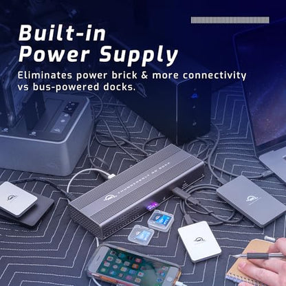 OWC Thunderbolt Go Dock 11-Port Solution w/Built-in Power Supply | 90W PD - 2x Thunderbolt 4 Device Ports - USB-C 10Gb/s - 2x USB-A 10Gb/s - 2.5GbE - HDMI - SD reader - 3.5mm Audio In/Out - size: GO DOCK, style: Thunderbolt 4
