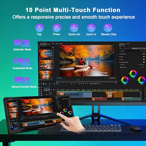wisecoco 12.3 Inch Touch Screen Monitor IPS 1920x720 Stretched Bar LCD CNC Shell Mini Secondary Screen Portable Display HDMI for Laptop PC Temperature Aida64 GPU CPU RAM Monitoring