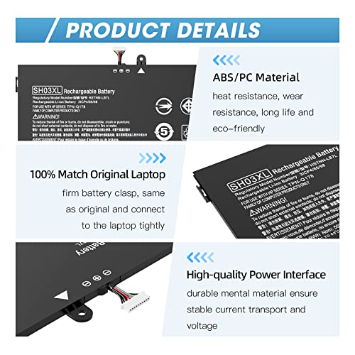 SH03XL 859356-855 Laptop Battery for HP Spectre X360 Convertible 13-AC0XX Replacement 13-AC023DX 13-AC013DX 13-AC033DX 13-W023DX 13-W013DX 13-W0XX 13-AB0XX, Fit SH03057XL CN03XL 859026-421 HSTNN-LB7L