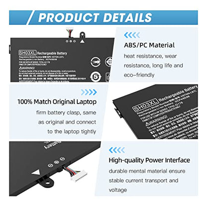 SH03XL 859356-855 Laptop Battery for HP Spectre X360 Convertible 13-AC0XX Replacement 13-AC023DX 13-AC013DX 13-AC033DX 13-W023DX 13-W013DX 13-W0XX 13-AB0XX, Fit SH03057XL CN03XL 859026-421 HSTNN-LB7L
