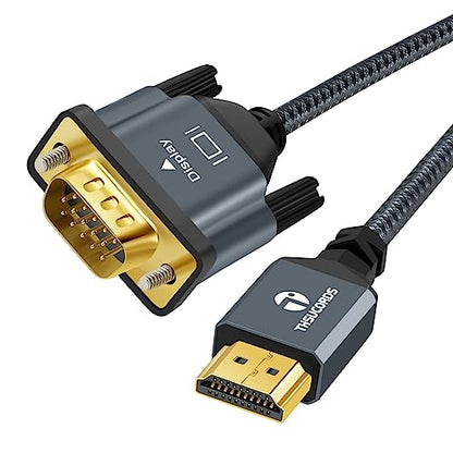 Thsucords HDMI to VGA Cable 6.6FT. Gold Plated Braided HDMI to VGA Adapter Cable (Male to Male) for Computer, Desktop, Laptop, PC, Monitor, Projector - size: 6.6FT, style: 1-Pack