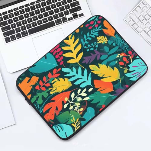 Laptop Sleeve Bag 15.4 15.6 Inch,Jungle Tropical Palm Leaves Exotic Plants Colorful Protective Polyester Computer Cases Laptop Cover Briefcase Bag Tablet Travel Cover - color: LPS-025