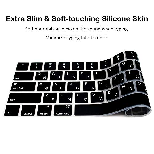 ProElife Russian Premium Ultra Thin Silicone Keyboard Protector Cover Skin for Apple MacBook Pro with Touch Bar 13" 15" (Model A1706, A1707, A1989, A1990, A2159) (2016 2017 2018 2019 Release) (Black) - color: Russian-black