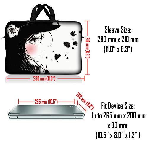 LSS 10.2 inch Laptop Sleeve Bag Compatible with Acer, Asus, Dell, HP, Sony, and More | Carrying Case Pouch w/Handle, Girl with White Rose - color: Girl With White Rose, size: 8 in -10.2 in