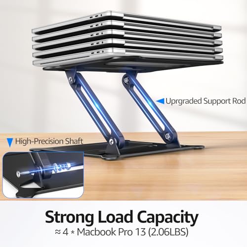Adjustable Laptop Stand for Desk, 10-15.6“ Laptop Riser, Black | Sturdy Aluminum Foldable stand, Heat-Dissipation Design, Ergonomic Holder Fits MacBook/Dell/HP/Lenovo for Home/Office. - color: A-Black