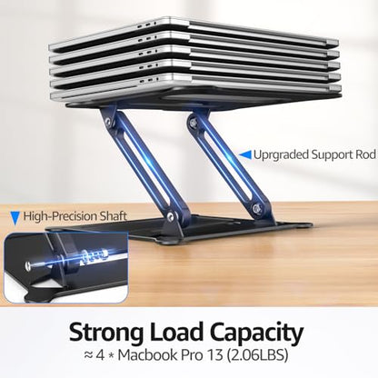 Adjustable Laptop Stand for Desk, 10-15.6“ Laptop Riser, Black | Sturdy Aluminum Foldable stand, Heat-Dissipation Design, Ergonomic Holder Fits MacBook/Dell/HP/Lenovo for Home/Office. - color: A-Black