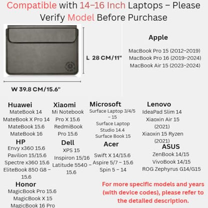 Blue Multi-Function Laptop Sleeve 14-15.6 Inch ONLY MacBook Pro Air Dell XPS HP Pavilion Surface 3-in-1 Protective Case Waterproof Leather Business, Not for 11-13” - color: Blue, size: Size Large 14-15.6 inch