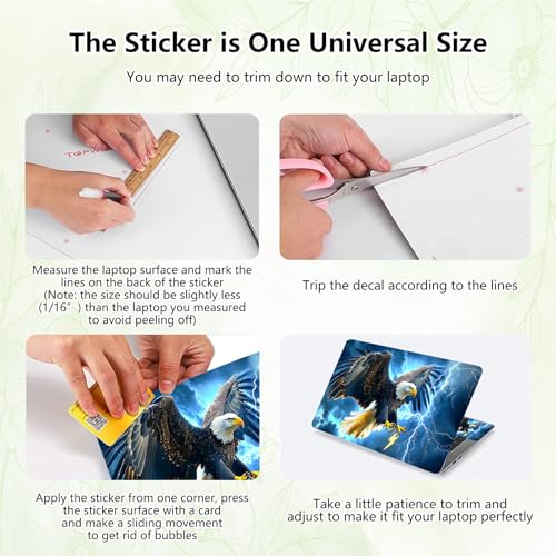 Laptop Skin Sticker Decal, Universal Reusable Vinyl Laptop Cover for 12" 13" 13.3" 14" 15" 15.4" 15.6" Notebook PC, Waterproof Scratch-Resistant with 2 Wrist Pads, Easy to Apply & Remove,Eagle - color: Eagle