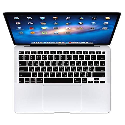 ProElife Keyboard Cover with Touch ID for MacBook Air 13-in A2337, Russian | Black, U.S Layout, Non-interference Design for ID Key, Dust-proof, Silicone Protective Skin, Custom Fit, Washable & Reusable - color: Black-Russian