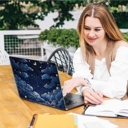 Laptop Skin Sticker Decal, Universal Reusable Vinyl Laptop Cover for 12" 13" 13.3" 14" 15" 15.4" 15.6" Notebook PC, Reusable Waterproof Scratch-Resistant with 2 Wrist Pads,Art Galaxy Moon - color: Art Galaxy Moon