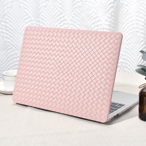 Seorsok Compatible with MacBook Air 13 Inch Case 2022-2018 Release A1932 A2179 M1 A2337 Touch ID,Elegant Leather Plastic Hard Shell Case Transparent Keyboard Cover,Pink Tartan PVC No Logo Cutout - color: Pink( Tartan PVC), size: Air 13(A1932 A2179 M1 A233